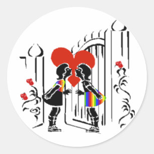 Girl Kissing Girl Classic Round Sticker