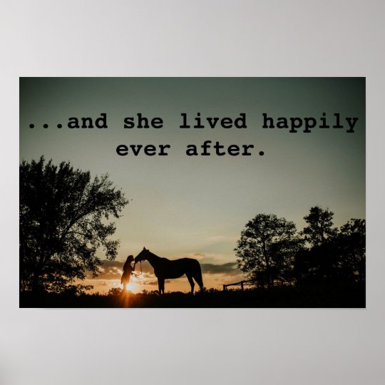 Vintage Poster Vintage Cowgirl Horse And Dogs Wall Art Gift For Cowgirl And She Lived Happily Ever After Poster Home Decor