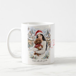 Girl kissing Poodle Puppy–Poodle Mom Coffee Mug