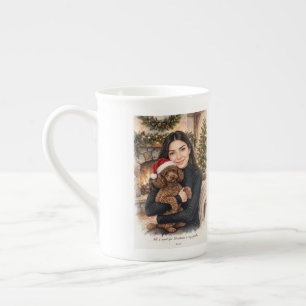 Girl kissing Poodle Puppy–Poodle Mum Bone China Mug