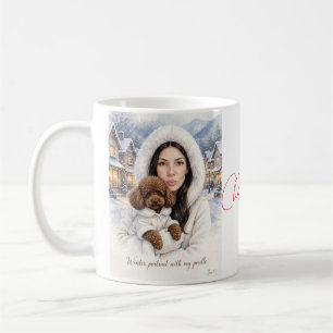 Girl kissing Poodle Puppy–Poodle Mum Coffee Mug