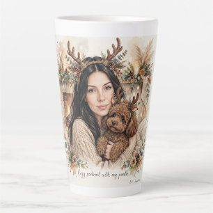 Girl kissing Poodle Puppy–Poodle Mum Latte Mug