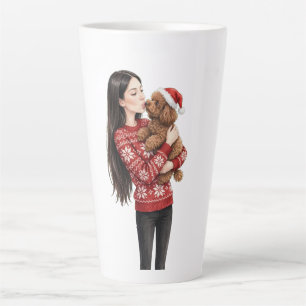 Girl kissing Poodle Puppy–Poodle Mum Latte Mug