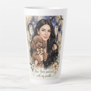 Girl kissing Poodle Puppy–Poodle Mum Latte Mug