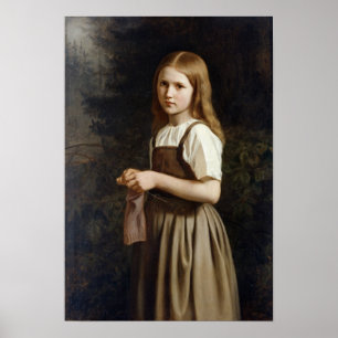 Girl Knitting, 1854 Poster