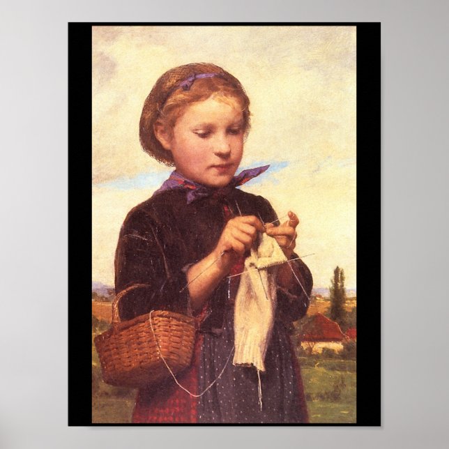 Girl Knitting', Albert_Portraits Poster (Front)