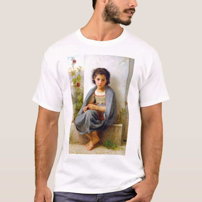 Girl Knitting, Bouguereau T-Shirt (Front)