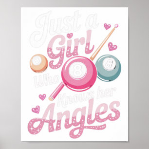 Girl Knows Her Angles Billiard Player Sports Game  Poster