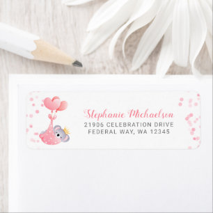 Girl Koala Bear Baby Shower Return Address