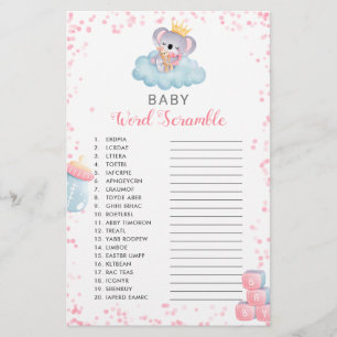 Girl Koala Bear Baby Word Scramble Shower Game