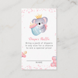 Girl Koala Bear Diaper Raffle Baby Shower Enclosure Card