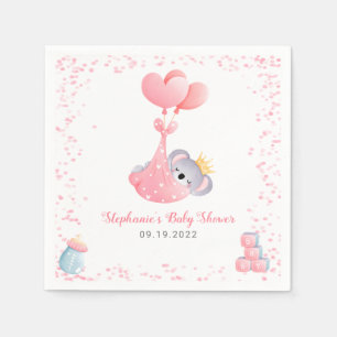 Girl Koala Bear Pink Baby Shower Napkin