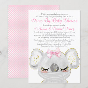 Girl Koala with Mask Drive By Baby Shower Invitation