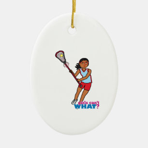 Girl Lacrosse Player - Dark Ceramic Tree Decoration