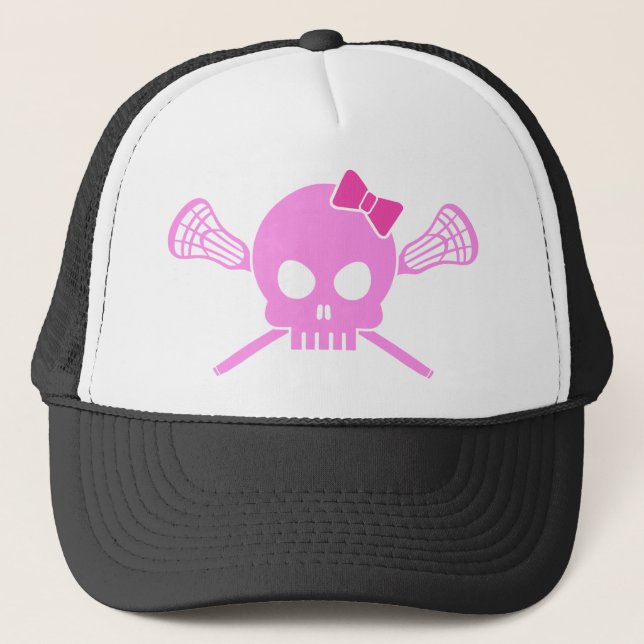 Girl Lacrosse Skull Trucker Hat (Front)