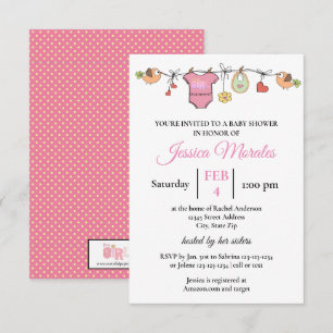 Girl Laundry - 3x5 Baby Shower Invitation