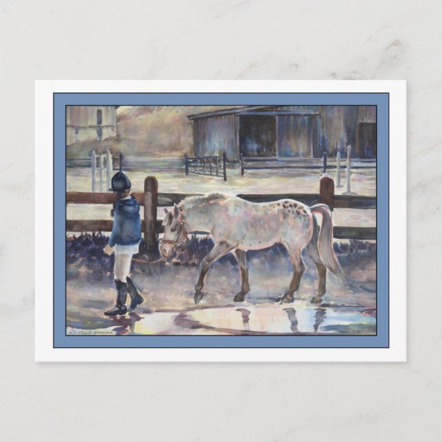 Girl Leading Her Pony Artwork Postcard (Front)