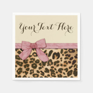 Girl Leopard Print Baby Pink Bow Napkin