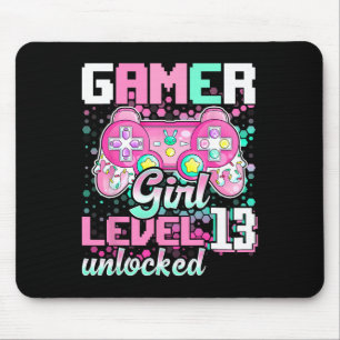 Girl Level 13 Unlocked Video Game 13th Birthday Gi Mouse Mat
