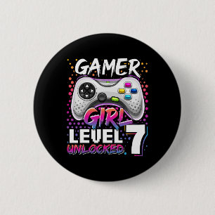 Girl Level 7 Unlocked Video Game 7th Birthday Gift 6 Cm Round Badge