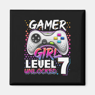 Girl Level 7 Unlocked Video Game 7th Birthday Gift Magnet