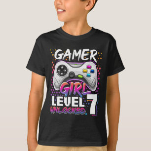Girl Level 7 Unlocked Video Game 7th Birthday Gift T-Shirt