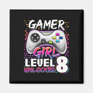Girl Level 8 Unlocked Video Game 8th Birthday Gift Magnet