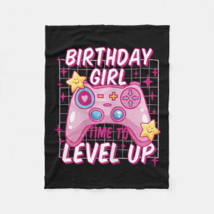 Girl Level Unlocked Video Game Birthday Gift Girls Fleece Blanket
