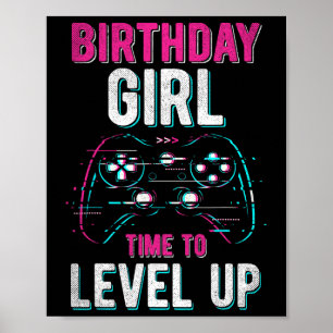 Girl Level Up Video Game Birthday Party Gift Girls Poster