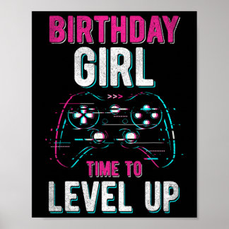 Girl Level Up Video Game Birthday Party Gift Girls Poster
