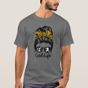 Girl Life Messy Bun Hair Funny Karate Fighter Chee T-Shirt