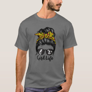 Girl Life Messy Bun Hair Funny Skater Cheerleader T-Shirt