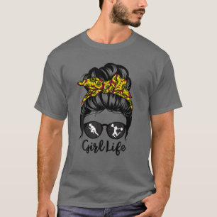 Girl Life Messy Bun Hair Track And Field Athlete C T-Shirt