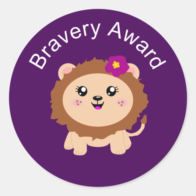 Girl Lion Bravery Award - Sticker for being brave (Front)
