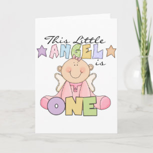 Girl Little Angel 1st Birthday Tshirts and Gifts Card