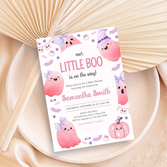 Girl Little Boo Halloween Baby Shower  Invitation (Girl Little Boo Halloween Baby Shower Invitation)