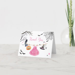 Girl Little Boo Halloween Pumpkin Baby Shower Thank You Card