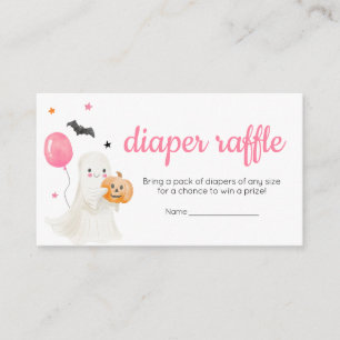 Girl Little Boo is Almost Due Baby Diaper Raffle Enclosure Card