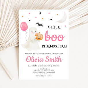 Girl Little Boo is Almost Due Baby Shower Invitation