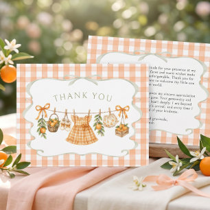Girl Little Cutie Orange Baby Shower Thank You Card