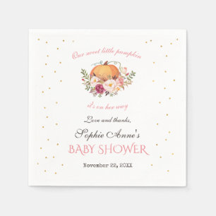 Girl Little Pumpkin Blush Floral Baby Shower Napkin