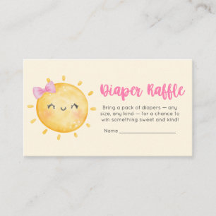 Girl Little Ray of Sunshine Baby Diaper Raffle Enclosure Card