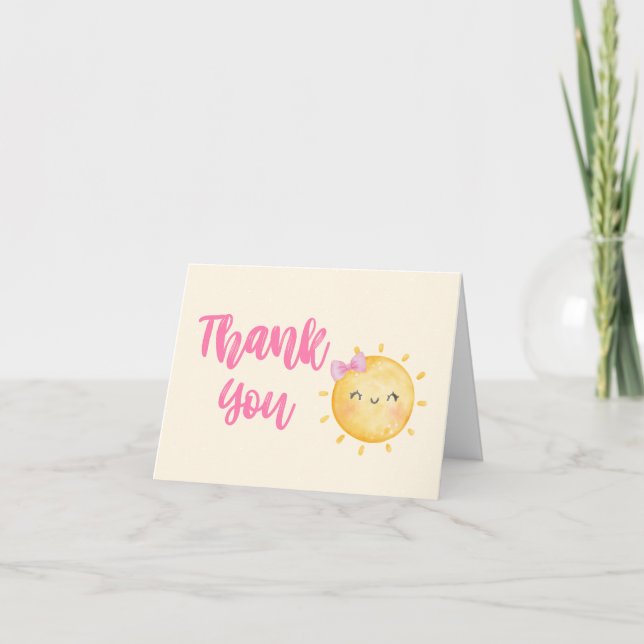 Girl Little Ray of Sunshine Baby Shower Thank You Card (Front)