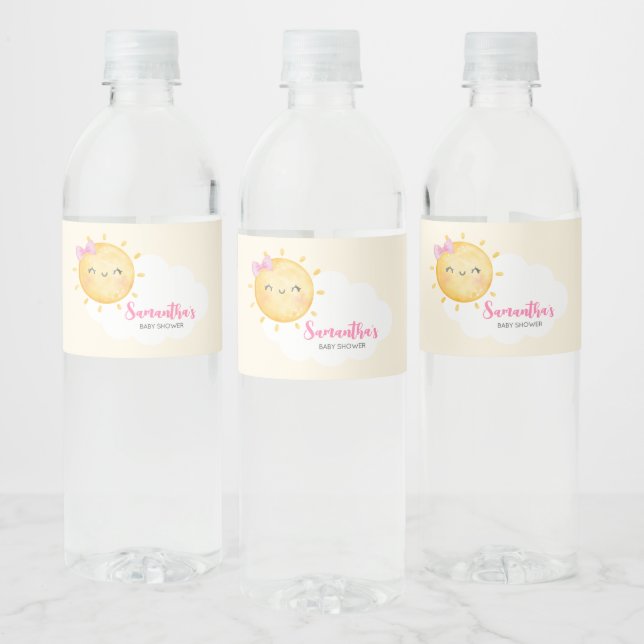 Girl Little Ray of Sunshine Baby Shower Water Bottle Label (Bottles)