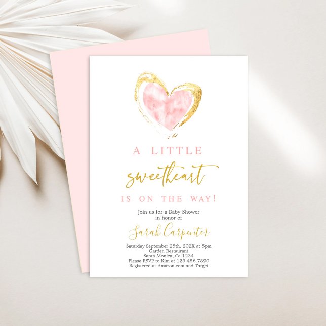 Girl Little Sweetheart Baby Shower Invite (Creator Uploaded)