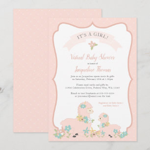 Girl Llama Pink Baby Shower Invitation