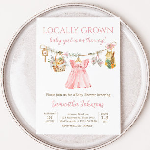 Girl Locally Grown Baby Shower Invitation