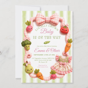 Girl Locally Grown Farmer's Market Baby Shower  Invitation