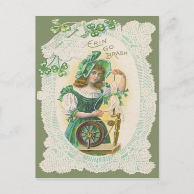 Girl Loom Doily Shamrock Clover Postcard (Front)