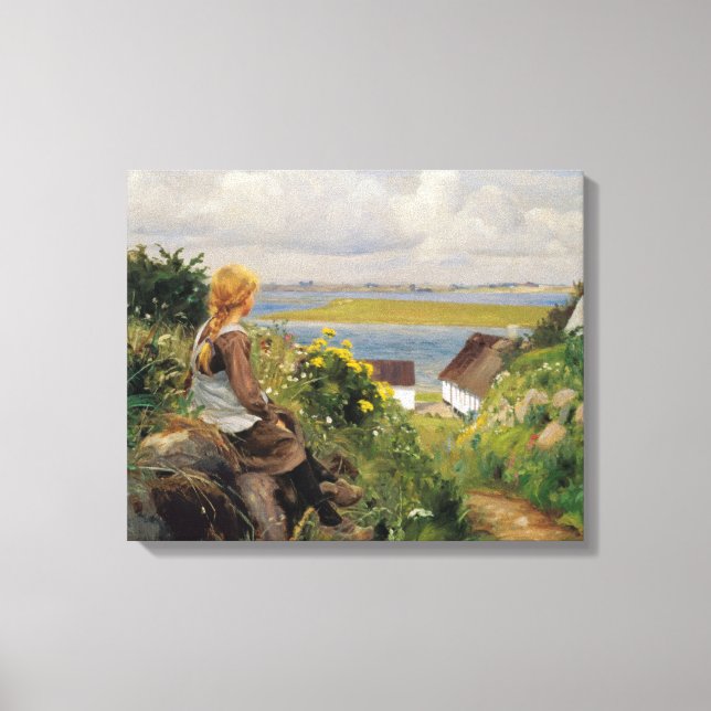 Girl Lost in Thought (by H.A. Brendekilde) Canvas Print (Front)